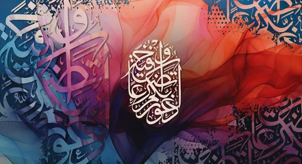 Foto op Plexiglas Calligraphy. A work of art. "Call upon your Lord in humility and privately.He does not like transgressors"  © HABIBA