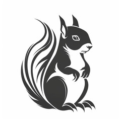 a squirrel icon, simple design, black and white сreated with Generative Ai