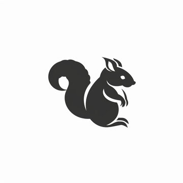 a squirrel icon, simple design, black and white сreated with Generative Ai