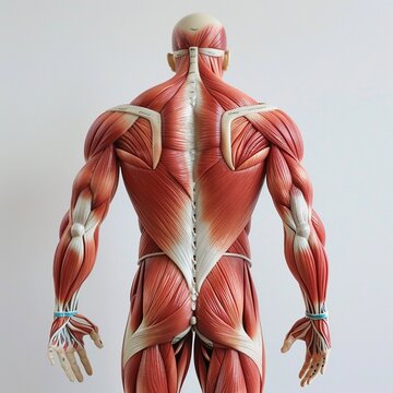 Model muscles stiff and rigid due to fibromyalgia.