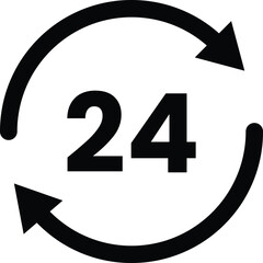 Time icon. 24 Hours support signs collection. Vector Illustration.