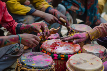 Obraz premium Holi Festival Drumming Session