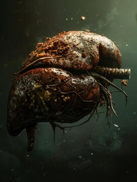 Show a liver damaged by hepatitis