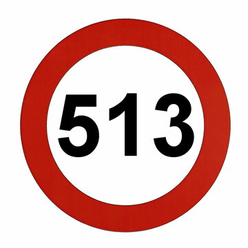 Illustration des Stra&szlig;enverkehrszeichens "Maximale Geschwindigkeit 513 Kilometer pro Stunde"	