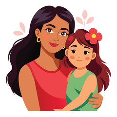 Happy mothers day mom and child affection greeting design