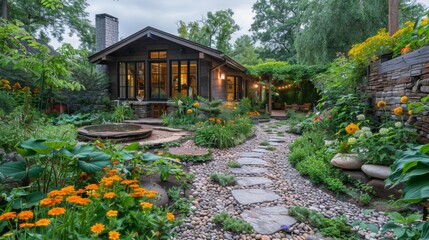 A garden designed for biodiversity, with a variety of habitats and a maintenance plan that includes seasonal application of organic fertilizers to support a vibrant ecosystem right in the backyard 