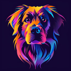 Fototapeta premium An attractive colorful dog on a black background, in the style of bold and colorful graphic design сreated with Generative Ai