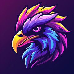 create a gaming logo that is eagle, uses bold colors of cyan сreated with Generative Ai