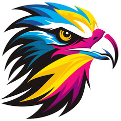 Fototapeta premium create a gaming logo that is eagle, uses bold colors of cyan сreated with Generative Ai