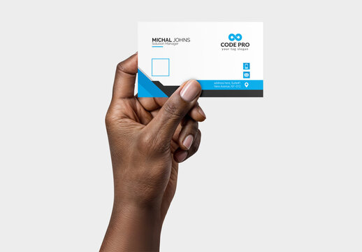 Business Card in Hand Mockup