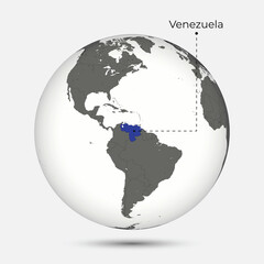 Map of Venezuela with Position on the Globe