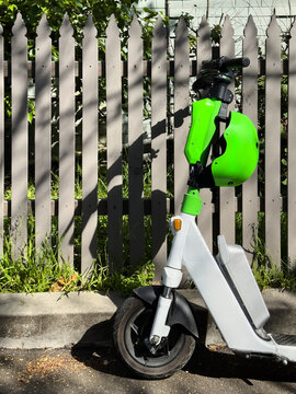 E-scooter with helmet