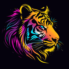 create a gaming logo of tiger, bold colors of cyan сreated with Generative Ai
