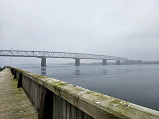 Fototapeta na wymiar The old Little Belt Bridge in Denmark