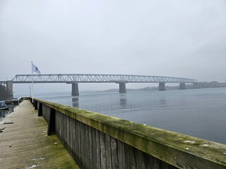 Fototapeta na wymiar The old Little Belt Bridge in Denmark