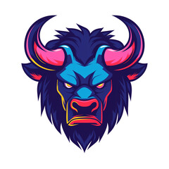 Angry Bison logo isolated сreated with Generative Ai