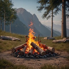 Obraz premium Lagerfeuer. Generative AI Technologie