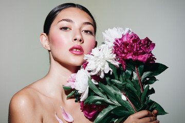 beauty woman woman blush model flower make-up day girl pink portrait face