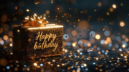 Festive joy: a heartwarming greeting card adorned with the text happy birthday, radiating celebratory cheer and warm wishes, perfect for expressing love and joy on this special occasion. - obrazy, fototapety, plakaty