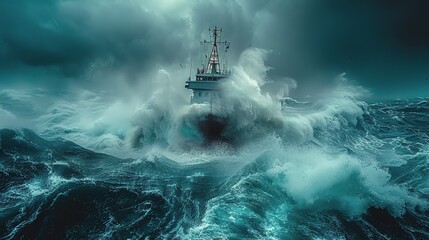 Ship Battling the Storm