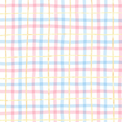 Gold Pink Blue Plaid Hand Drawn Background Overlay