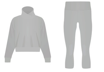 Long sleeve  t shirt and pants. side view. vector