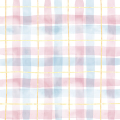Gold Pink Blue Plaid Hand Drawn Background Overlay