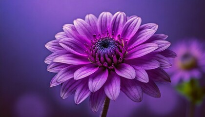  A close-up view of a vibrant purple flower standing out against a lush purple background