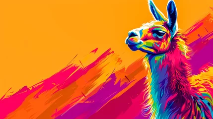 Fototapeten Vibrant pop art llama illustration © edojob