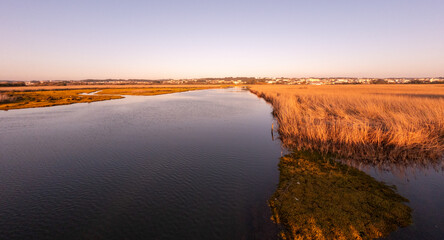 View from the wooden bridge over the water