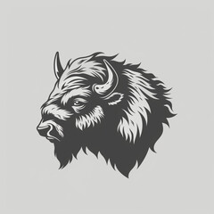 Obraz premium bison side view, minimalistic logo design, simple сreated with Generative Ai