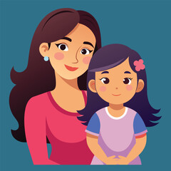 Happy mothers day mom and child affection greeting design