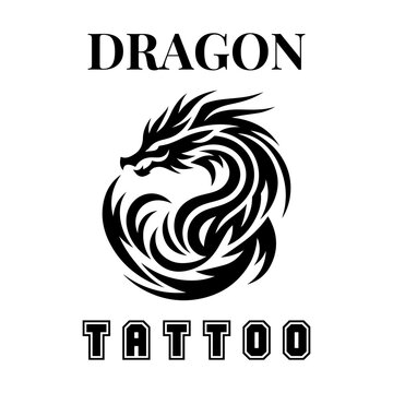 Vector dragon logo and tattoo art design 