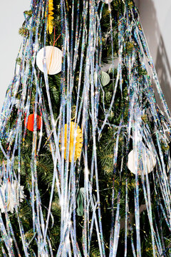 New Year's party mood. decorated Christmas tree