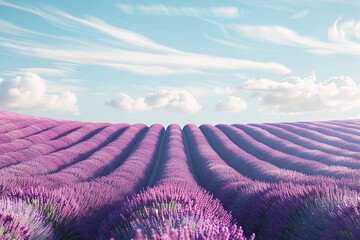 Lavender flower blooming scented fields in endless rows. - obrazy, fototapety, plakaty