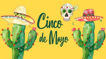 Cinco de Mayo Mexican tradition poster, holiday, religion background, may 5th banner, template, sugar skull, sombrero 