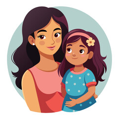 Happy mothers day mom and child affection greeting design