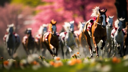 Exciting derby horse racing event featuring top contenders and thrilling competition - obrazy, fototapety, plakaty