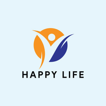 happiness life freedom logo design vector
