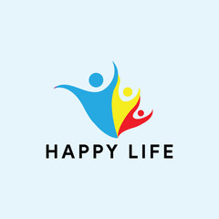 happiness life freedom logo design vector