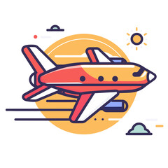 Airplane line icon. Vector illustration of aircraft in flat style.