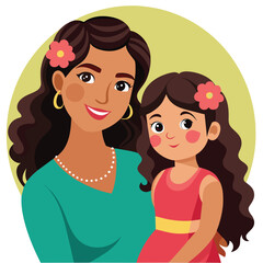 Happy mothers day mom and child affection greeting design