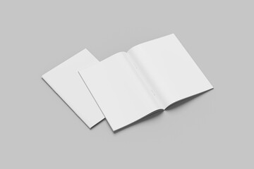3d blank open and close A4 brochure mockup template vector image