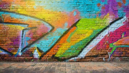 Fototapeta premium abstract colorful graffiti on brick wall