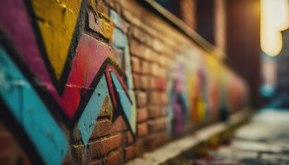 Naklejka premium abstract colorful graffiti on brick wall
