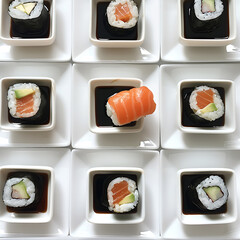 White Plate With Sushi on Table