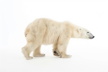 white polar bear is standing on a white background