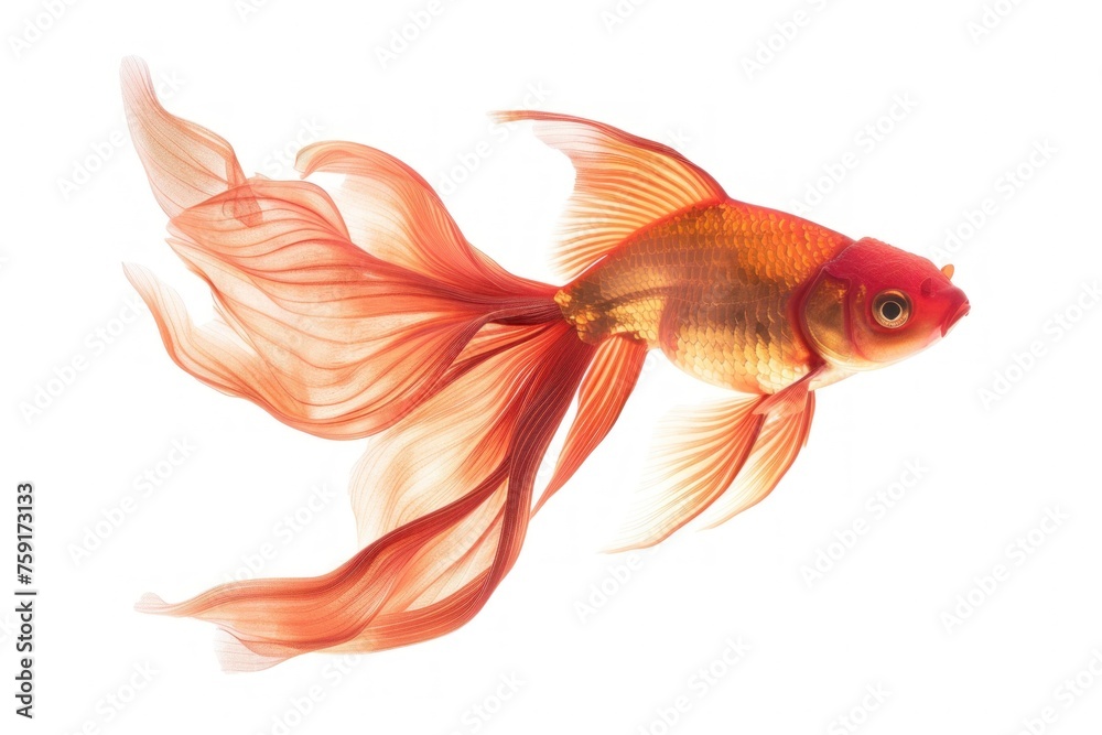 Wall mural fish with brown feathers on a white background