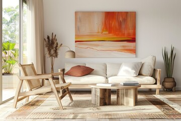 realistic interior modern living room