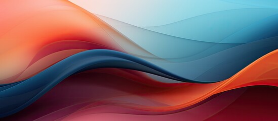 Fototapeta premium A closeup of a vibrant liquid wave against a sky blue and electric orange background, resembling an automotive design with tints and shades of peach, creating a mesmerizing pattern